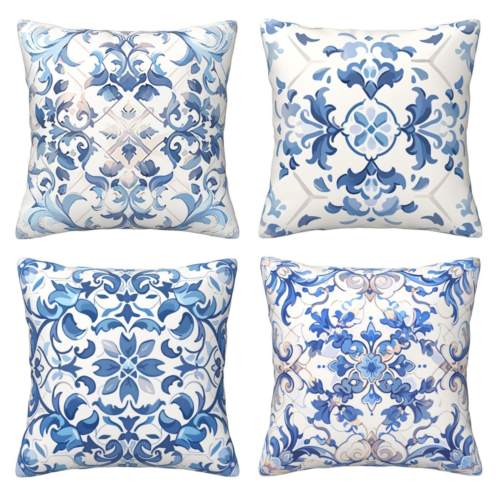 Housses de coussin 60x60 motif fleurs bleues pour décorer le canapé, le lit et le jardin