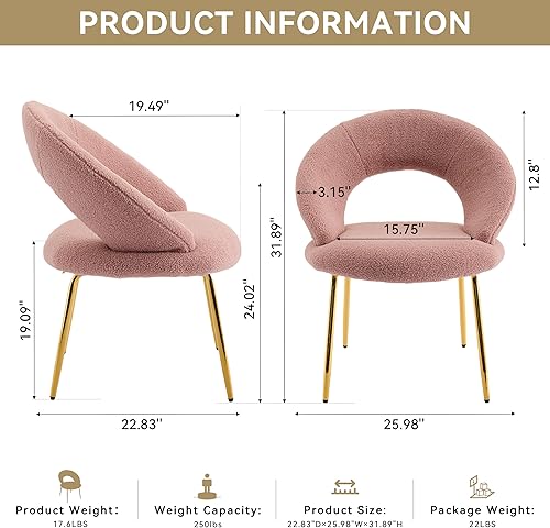 Miniatura 17 de Goujxcy Silla de tocador de piel sintética, silla de escritorio peluda para niñas adolescentes, cómoda silla de tocador de maquillaje, silla de