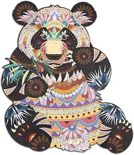 Wooden Jigsaw Puzzles, 100 Pieces Panda Puzzle for Adults, Unique Shape Jigsaw Pieces, Magic Wooden Jigsaw Puzzles 7.1 x 8.1 inch (Small, Panda)