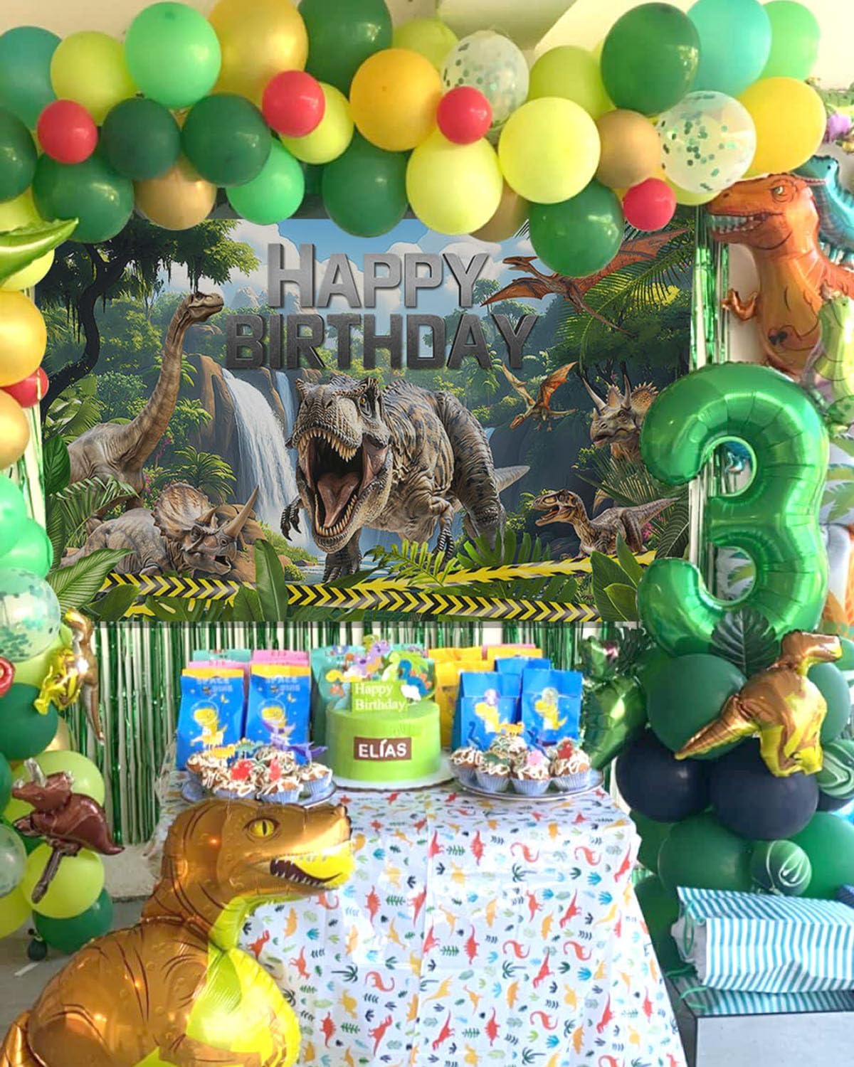 Mocsicka Dinosaur Birthday Backdrop Banner for Boy Dinosaur Park Theme Party Decorations Banner Dinosaur Photography Backgournd Supplies (Green, 70.8x43.3 inch) - Image 5