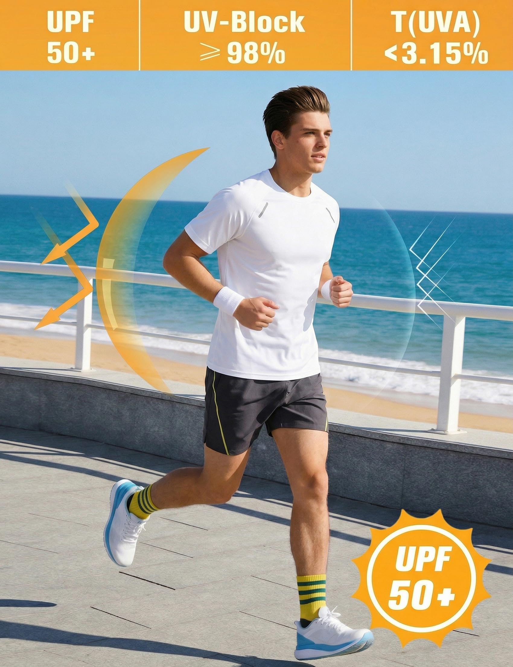 Camiseta deportiva para hombre, cuello redondo, manga corta, transpirable, secado rápido, fitness, gimnasio, entrenamiento, S - 3XL — view 7