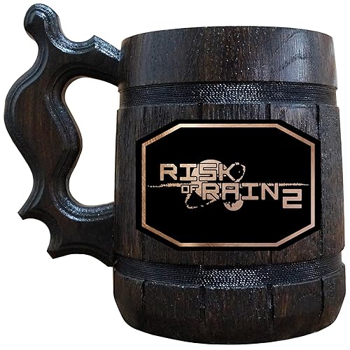 Risk of Rain 2 Beer Mug, Wooden Beer Stein, Gamer Gift, Personalized Beer Beer Tankard, Gift for Gamer