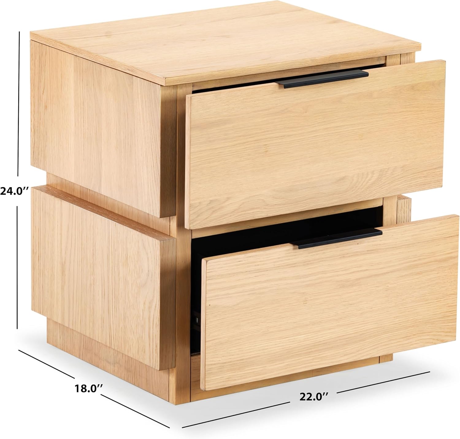 SAFAVIEH Couture Collection Titus Oak Brown 2-Drawer Stacked Nightstand (Fully Assembled)
