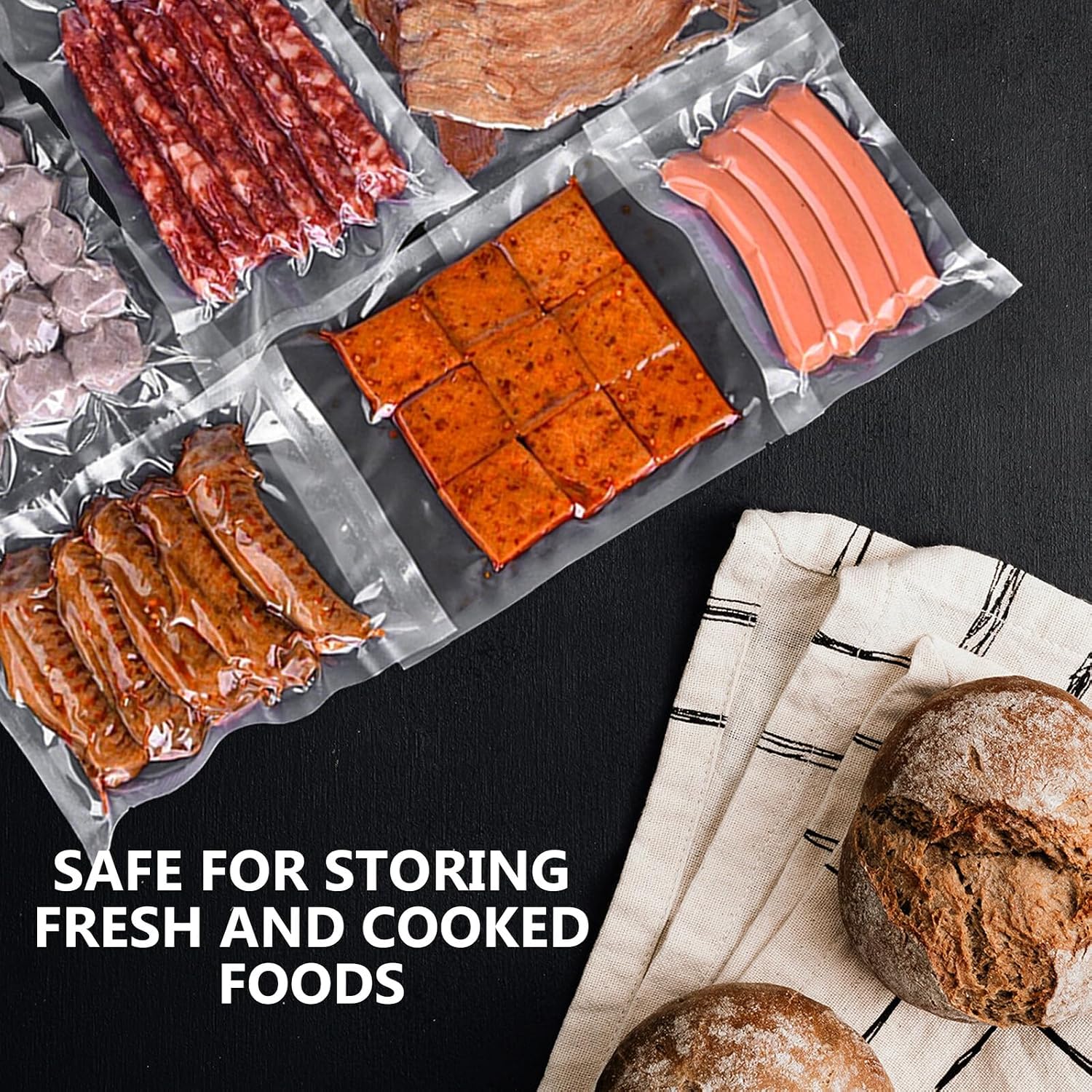 Amosfun 100pcs Vacuum Seal Pouch Bags Thick Nylon Heat Seal Bags 16mil 20x25cm Food Storage for Kitchen Preservation