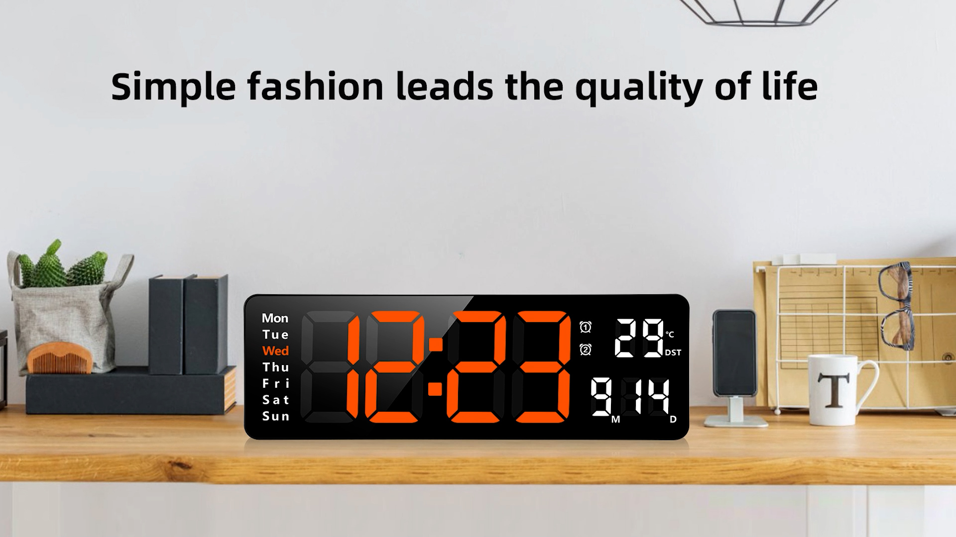 Orologio Da Parete Digitale 13'' - Display LED Grande, Sveglia, Temperatura, Telecomando - Foto 6