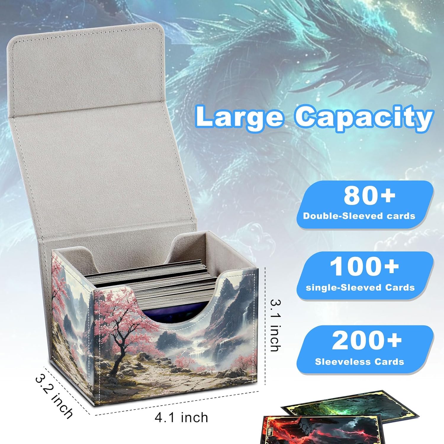 Mountain Path Deck Box for MTG Commander | Holds 100+ Double-Sleeved Cards | Strong Magnetic TCG Card Case for Collectible Games
