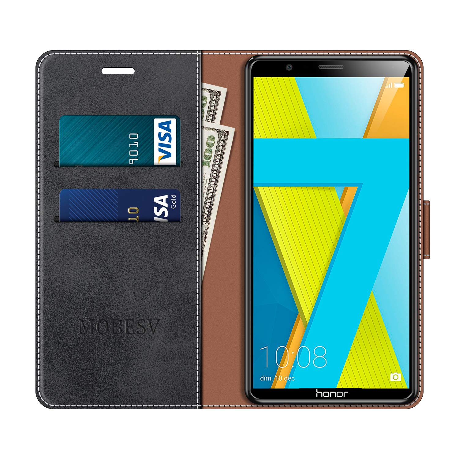 Custodia Libro Magnetica Blu Slot Carte Protezione MOBESV Custodia A Libro In Pelle Per Honor 9, Con Slot Per Carte, Chiusura Magnetica E Funzione Supporto - Colore Blu Cover Con Supporto Video