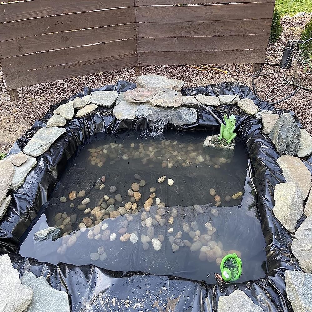 Membrane Bassin HDPE DWZL - Revêtement Étang Poissons Solide Et Flexible, 5x5m - Idéal Pour Jardin Et Aménagement Paysager