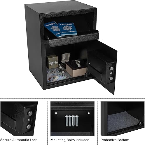 Miniatura 5 de Paragon Safes - Caja fuerte electrónica con teclado digital y 2 llaves de anulación manuales para dinero en efectivo o seguridad en el hogar (negro)