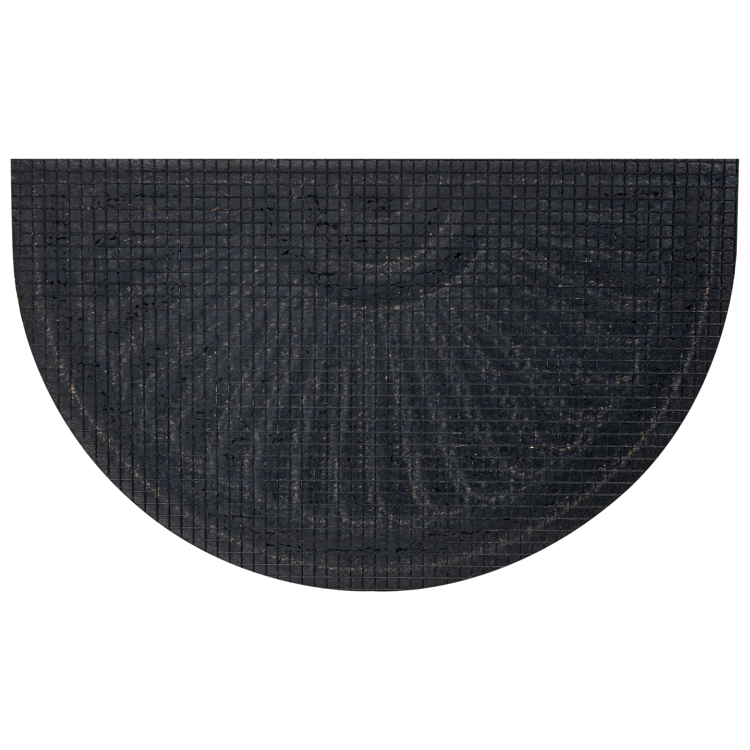Beliani Paillasson d'Intérieur Moderne Fibre de Coco Naturelle Forme Demi-Ronde 45 x 75 cm Caoutchouc Antidérapant Naturel et Noir Koryak