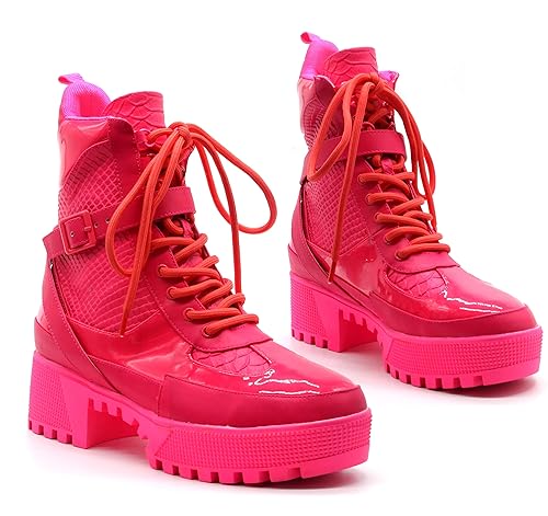 neon pink boots