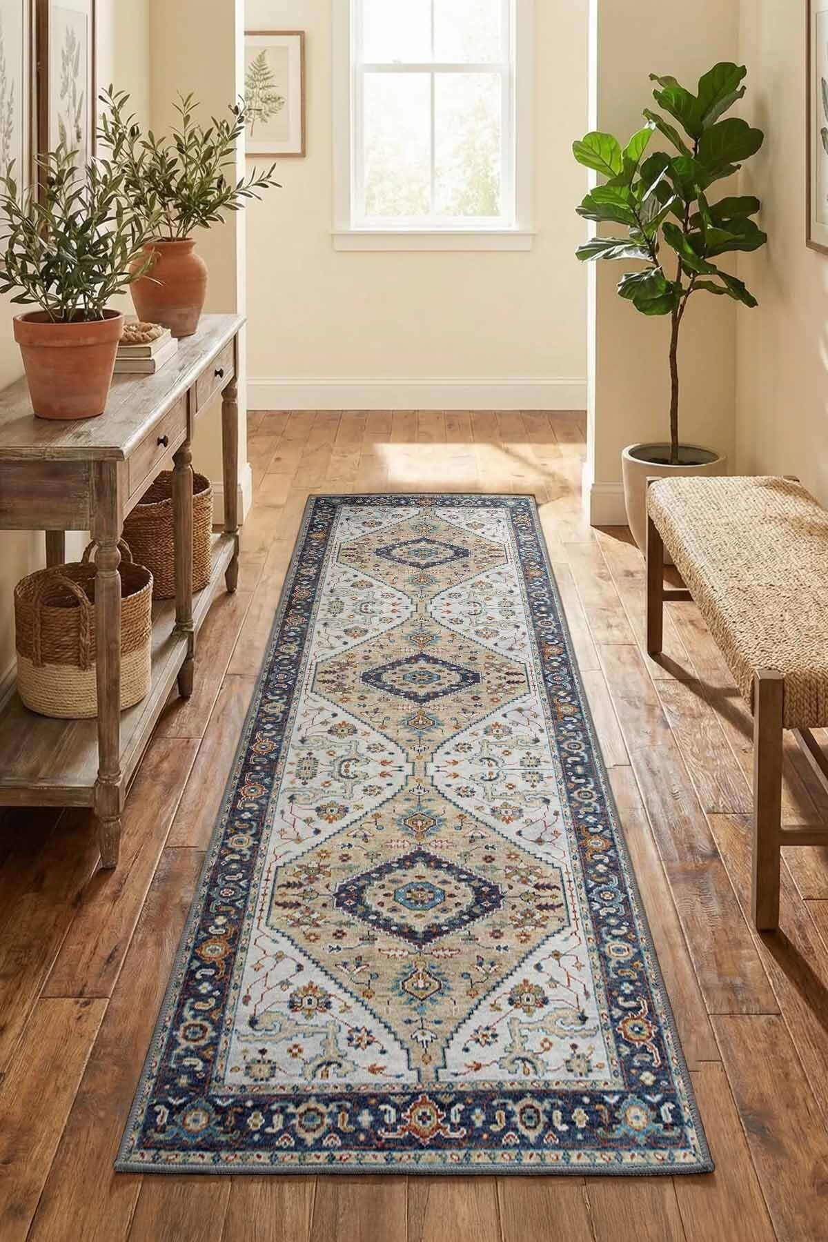Monnhein Vizon Yolluk A-24 - Yıkanabilir, Kaymaz Taban, Dijital Baskılı, Leke Tutmaz, İnce Hav, Modern Koridor, Mutfak, Antre ve Salon için Dekoratif Yolluk
