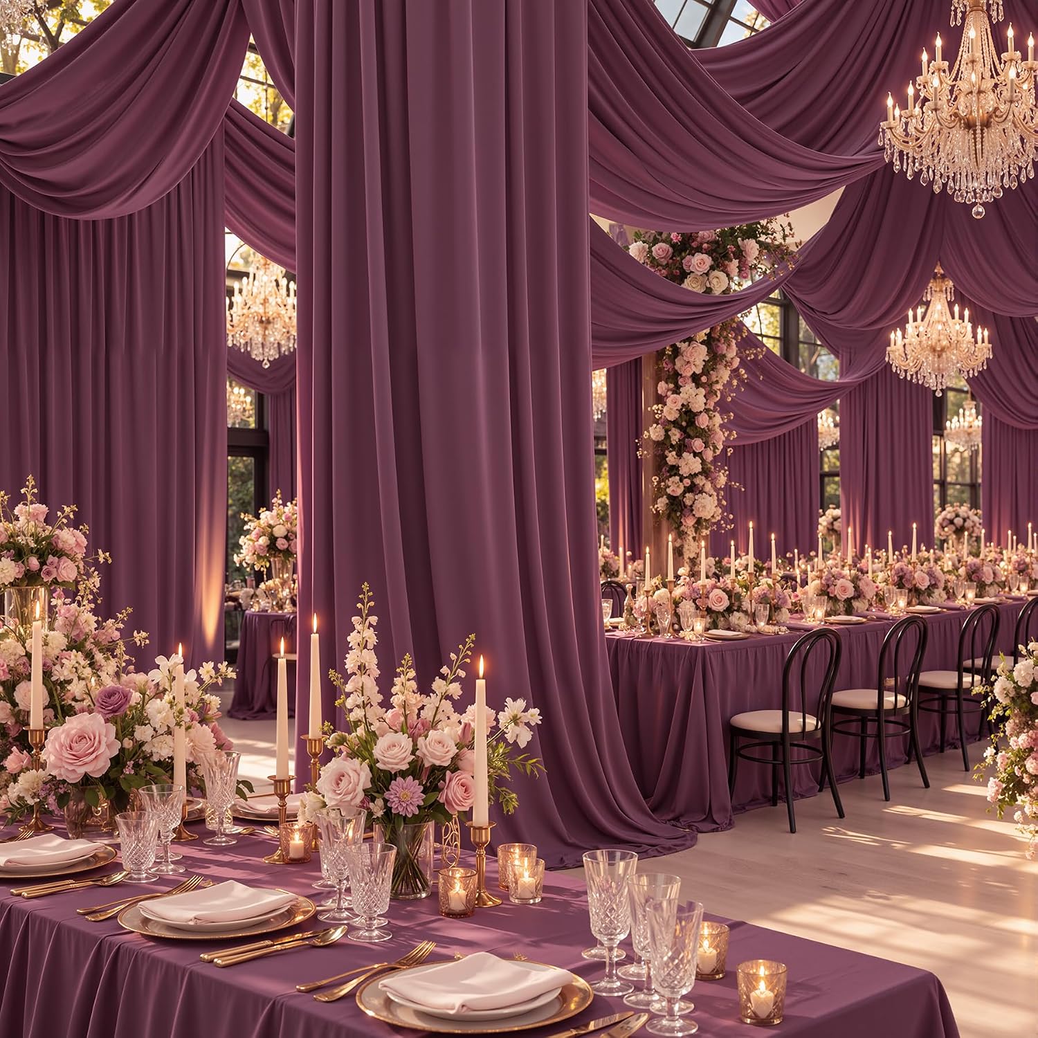 Amazon.com : Party Village 4 Panels 5ftx30ft Burgundy Ceiling Drapes