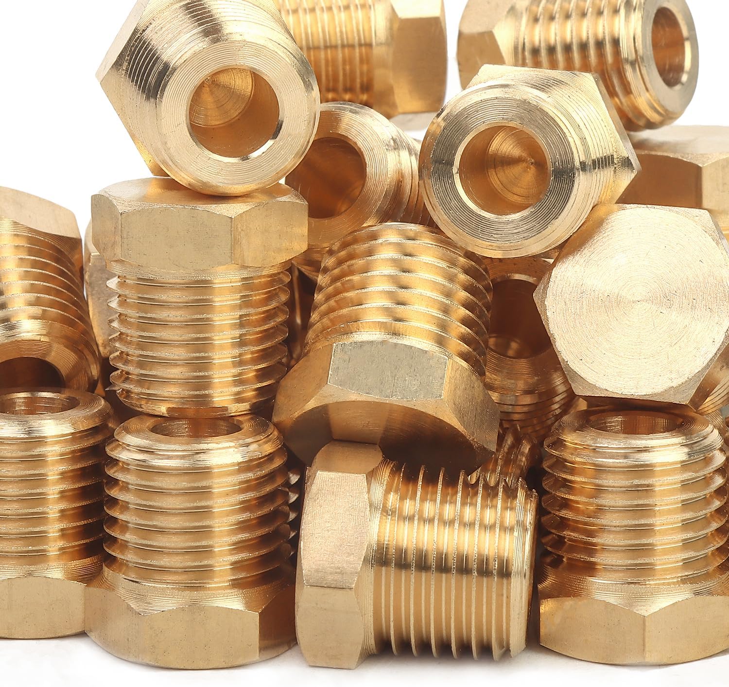 LTWFITTING Brass Pipe Hex Head Plug Fittings 3/8-Inch Male NPT Air Fuel Water Boat(Pack of 50)