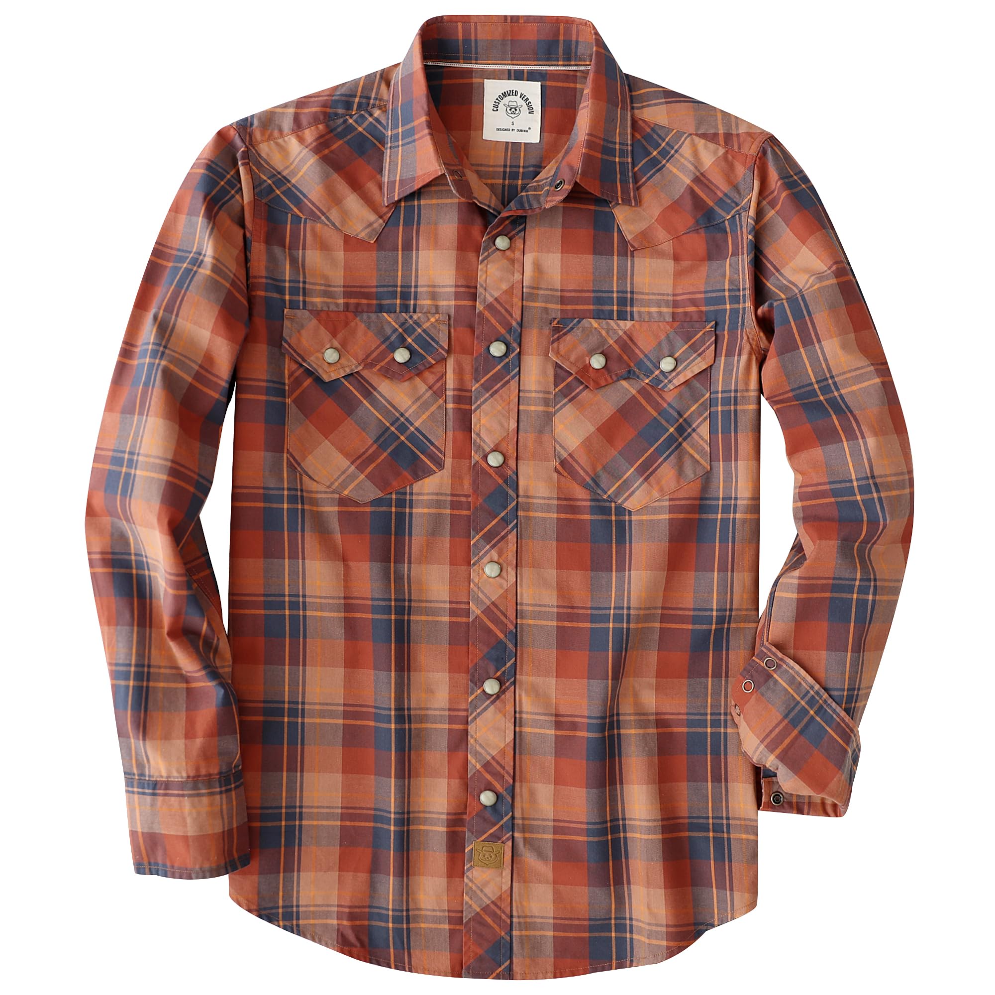 Dubinik® Freizeithemden Für Herren Westernhemd Druckknöpfen Cowboy Kariertes Baumwolle Comfort Fit Langarm Arbeitshemd