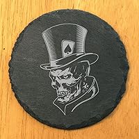 Vista 2 de Top Hat & Terror: Skull Joker Posavasos - Pizarra redonda - Juego de 4
