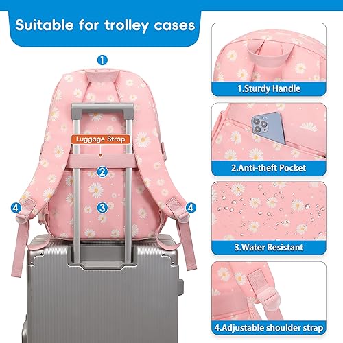 Miniatura 4 de Daisy - Mochila escolar para niñas, con lonchera, juego de bolsa de libros, mochilas para adolescentes y niñas