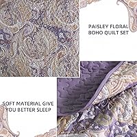 Vista 161 de DJY Juego de edredón de cachemira marrón, tamaño Queen, juego de colcha bohemia de 3 piezas, ropa de cama de microfibra suave y ligera con estampado