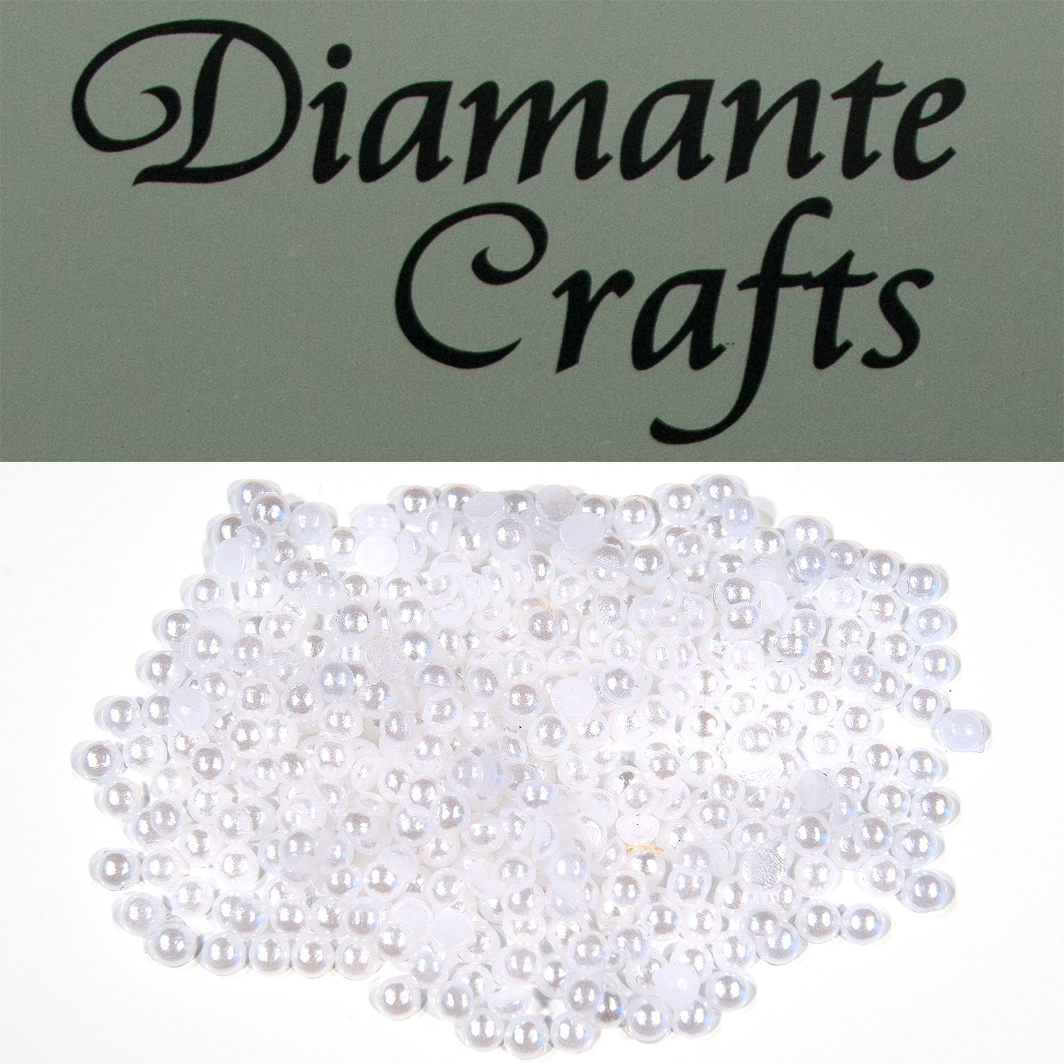 Diamante Crafts 300 x 2mm White Pearl Loose Round Flat Back Rhinestone Craft Gems created exclusively