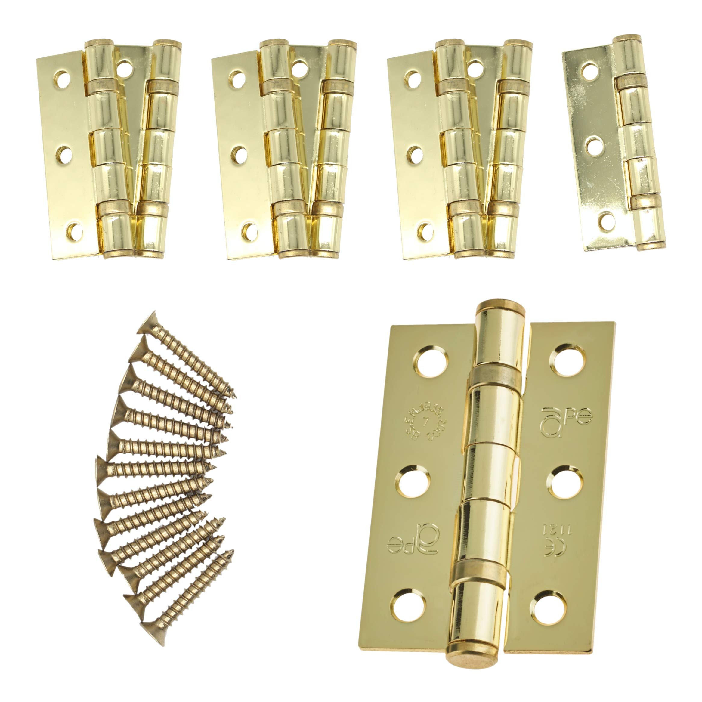 Eai Door Hinge 3" / 76Mm Pvd Brass Ball Bearing Washer Ce Grade 7 For Fire Door 4 Pair