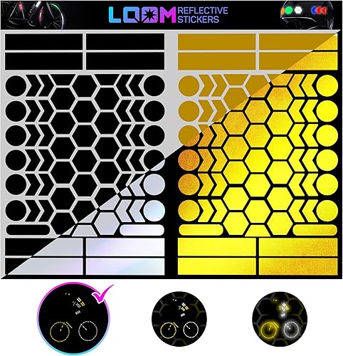 LOOM Kit de calcomanías reflectantes  Adhesivos autoadhesivos impermeables de seguridad nocturna para cascos, monopatín, bicicleta, scooter,