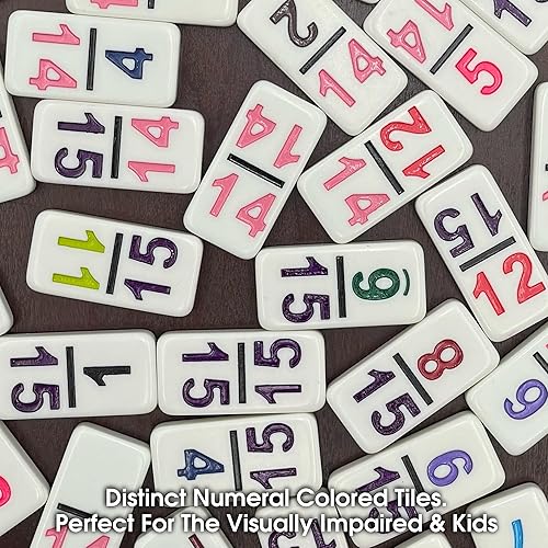 Miniatura 5 de CHH 15 Dominó doble profesional con números de color - Juego de dominó de 136 piezas para todas las edades