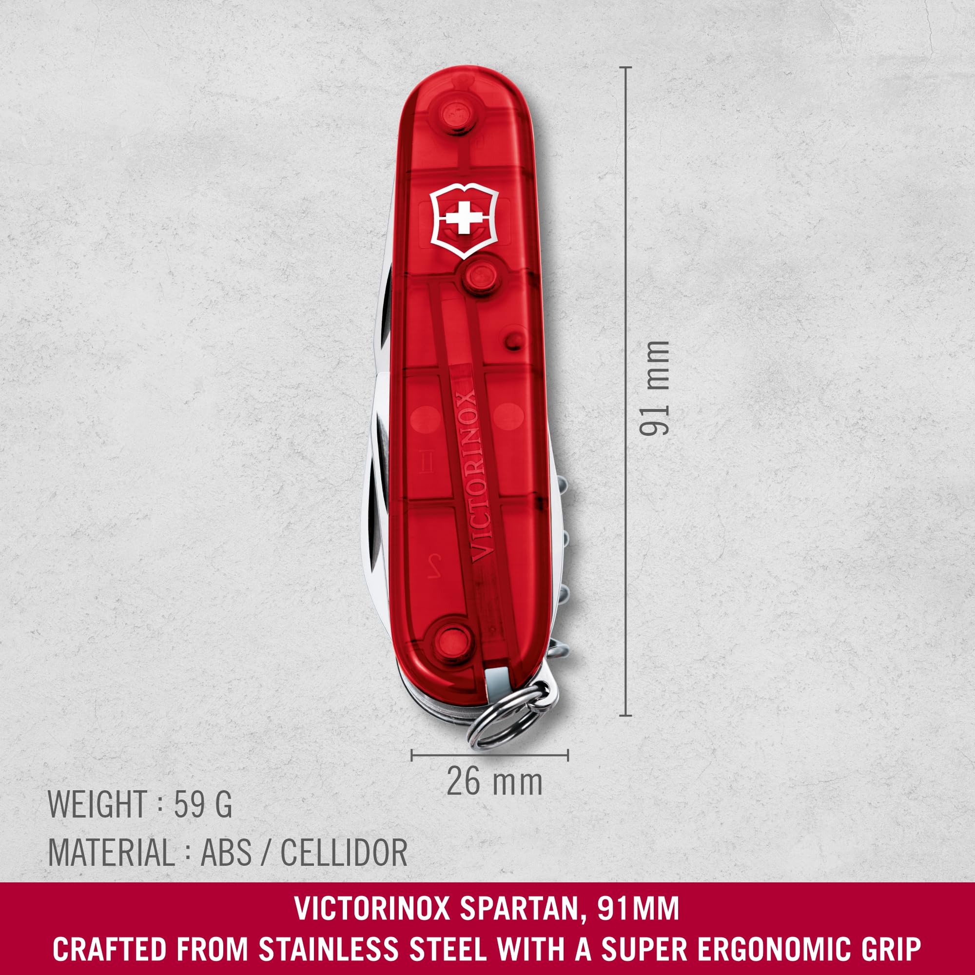 Victorinox, Spartan, Navaja Multiuso Suiza, Cuchillo bolsillo, Regalo, 12 Funciones, Hoja grande, Sacacorchos