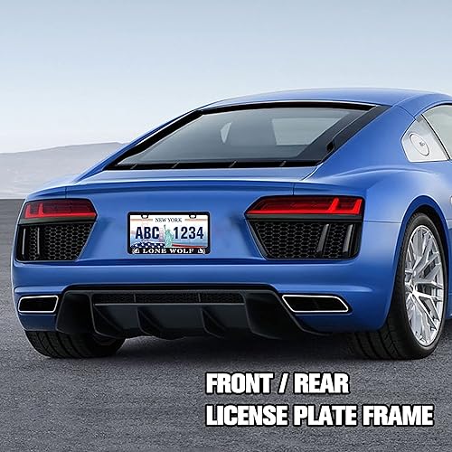 Miniatura 6 de Marco de matrícula de lobo de acero inoxidable, accesorios de automóvil, marcos de matrícula de lobo solitario, para vehículos estándar de Estados