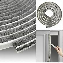 10m Window Brush Sealing Strip 5mm T x 9mm W, Self-Adhesive Weather Stripping for Doors & Windows, Grey Draft/Draught Excluder for Noise Reduction, Dustproof Seal for Sliding Doors, Wardrobes