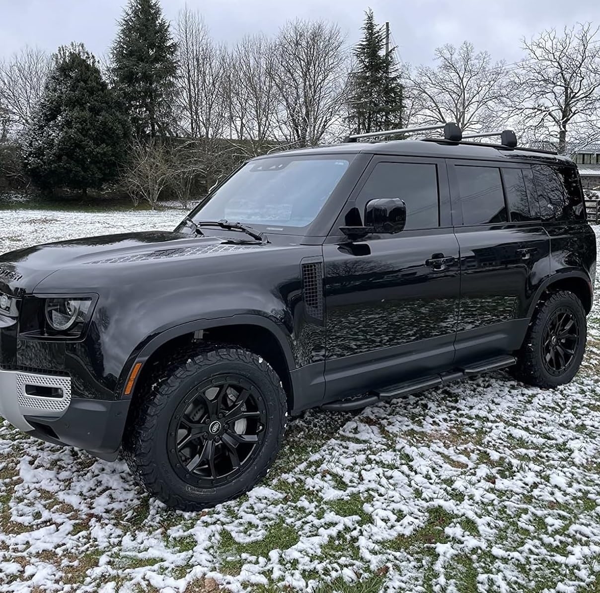 Running Boards Fits for Land Rover Defender 110 130 4 Door L851 2020-2025 Side Steps All Aluminum Glossy Black Nerf Bars(Glossy Black Vintage Style) (Matte Black)