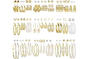 54 Pairs Gold Hoop Earring Bundles for Women and Teen Girls