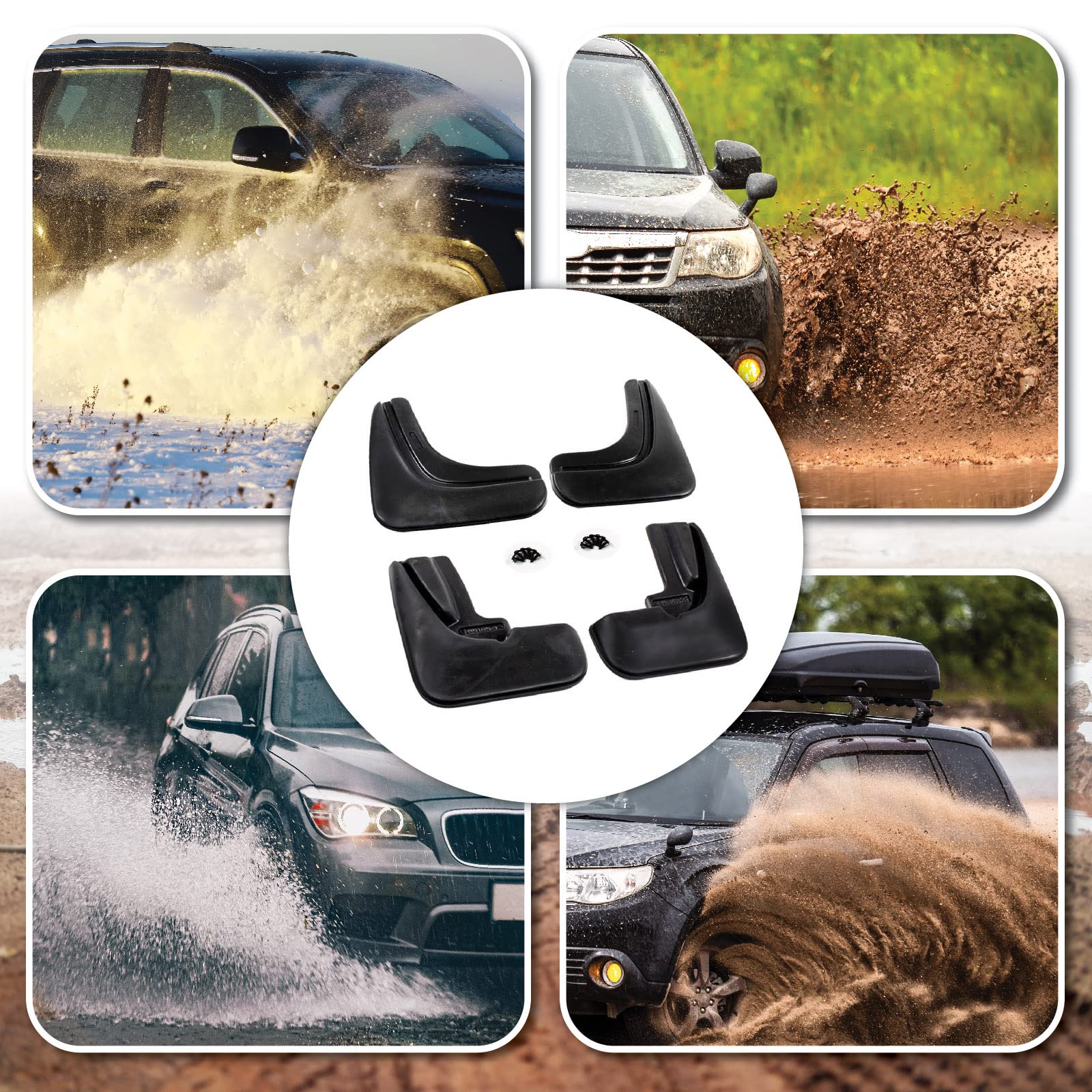 J&J AUTOMOTIVE Bavettes Garde-Boue pour Dacia Duster 2018-2024, Jeu de 4 Pcs (2 Avant + 2 Arrière), Lavable, Durable, Assemblage Facile