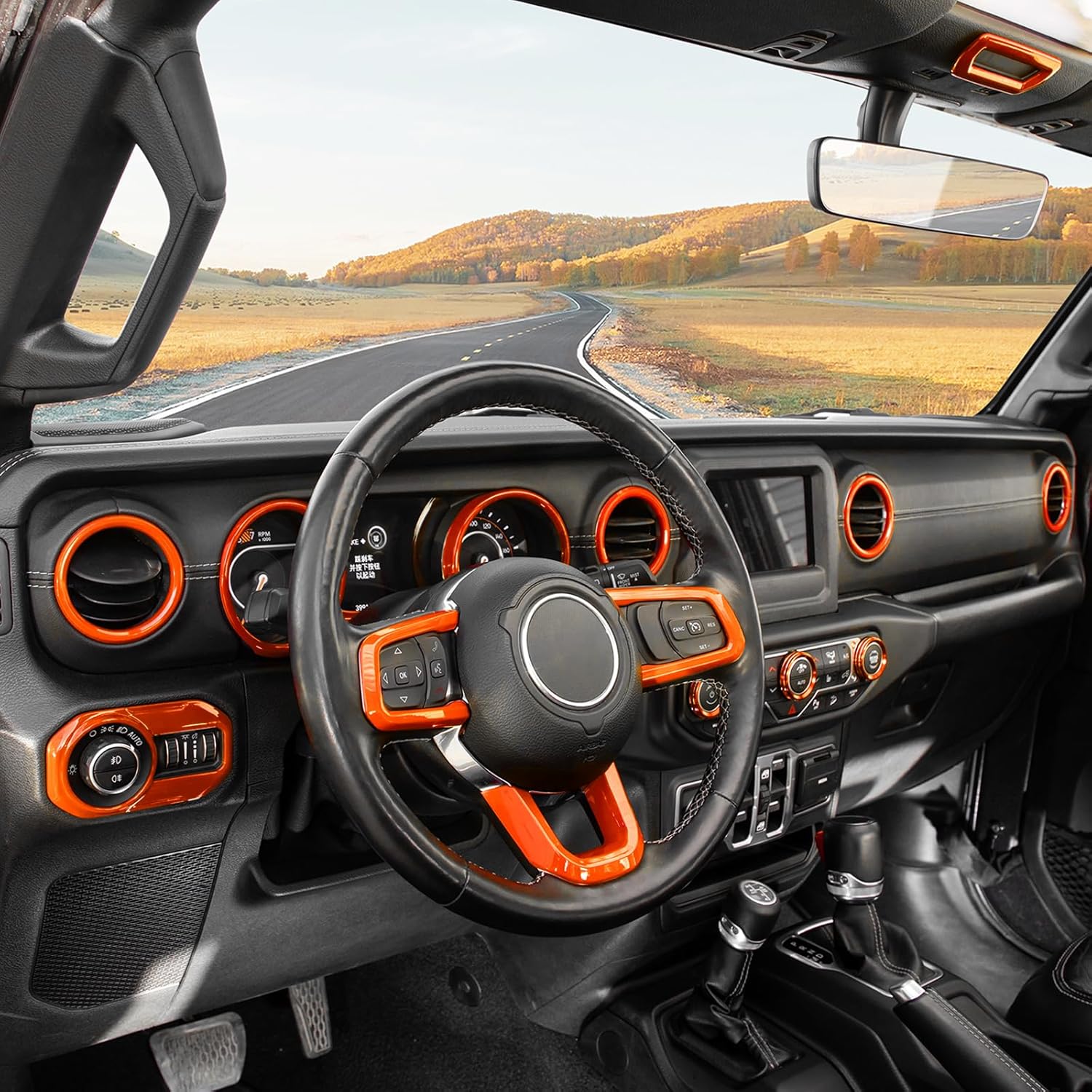 RT-TCZ for Jeep JL Orange Interior Trim Cover Kit for Jeep Wrangler JL JLU 2018-2023 Orange Interior Accessories 20pcs