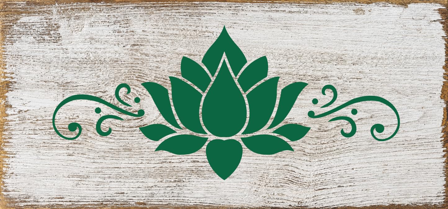 Water Plants Wall Stencil 6.5x10.5 Inch - Asian Oriental Waterlily Leaves Design
