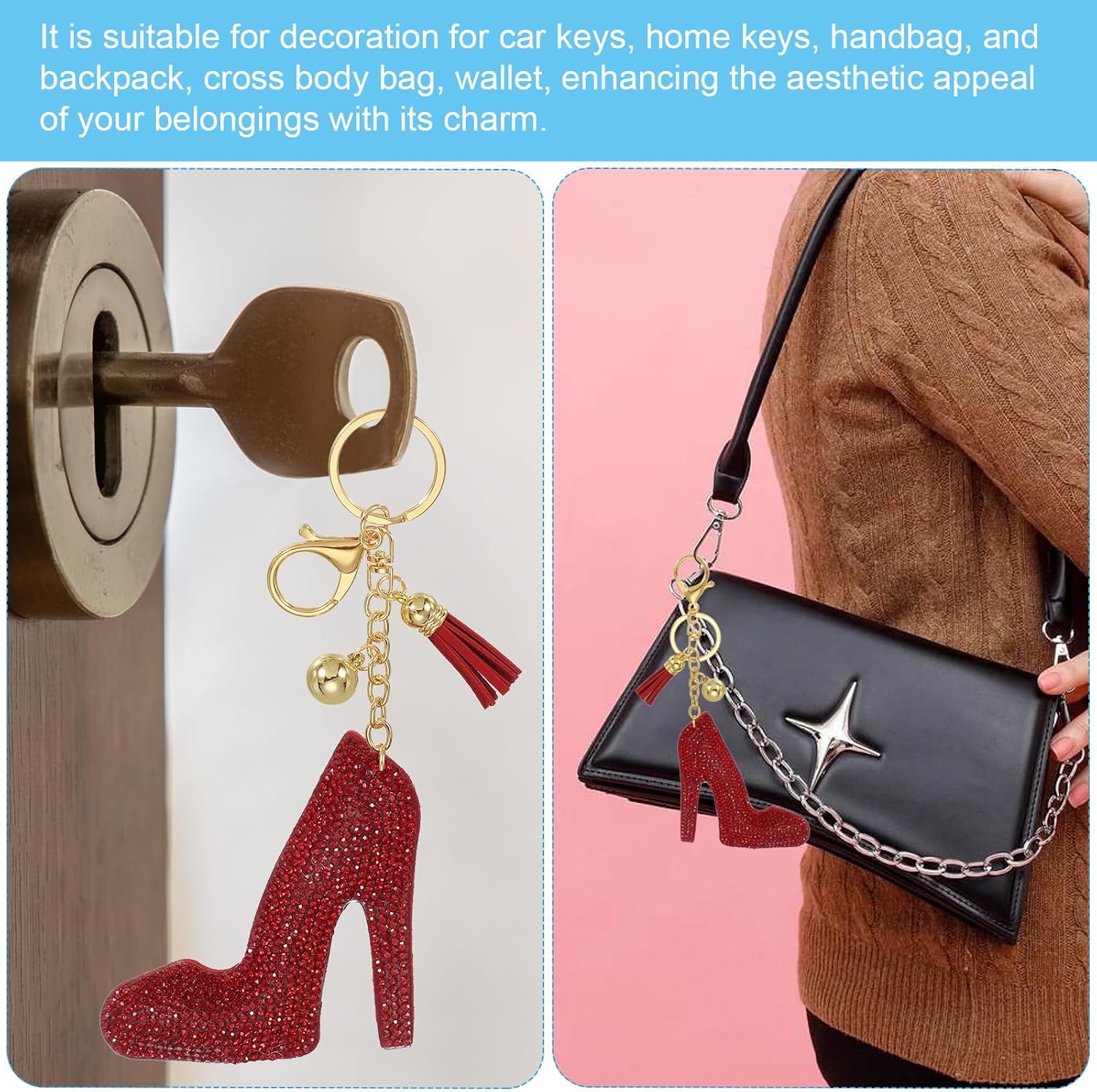 PATIKIL Rhinestone Keychain, Bling Keychain Accessories Crystal Key Chain for Women Purse Charm Bag Charm - Image 4