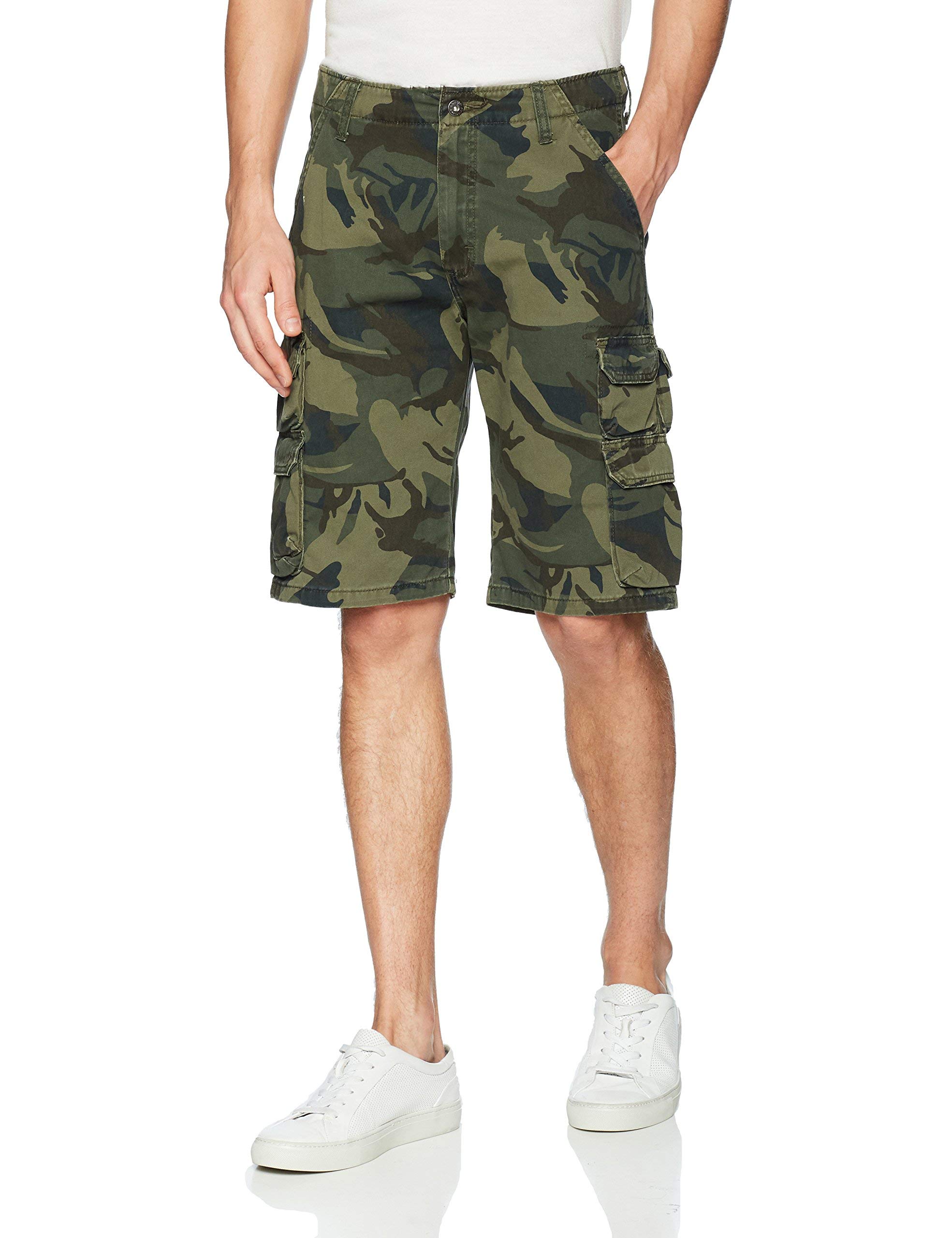 Wrangler Authentics Short Cargo en sergé de qualité supérieure pour Homme, Camouflage Vert forêt, 64