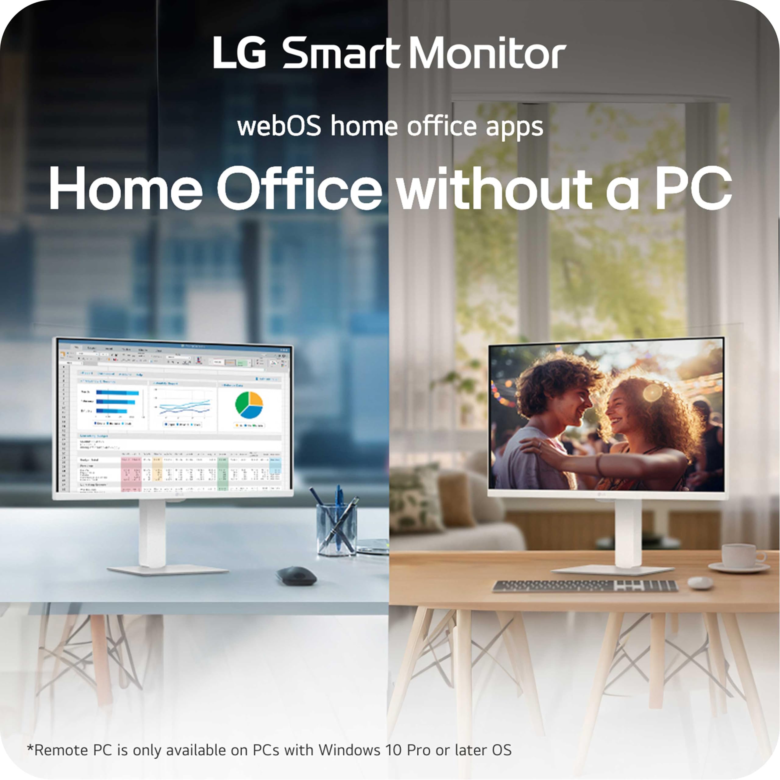 LG 27U730SA-W 27-Inch Smart 4K UHD (3840 x 2160) IPS Computer Monitor, HDR10, Built-in Speaker, Screen Share, Bluetooth, Remote Control, HDMI, USB Type-C PD 65W, Tilt/Height/Swivel/Pivot Stand, White — view 5