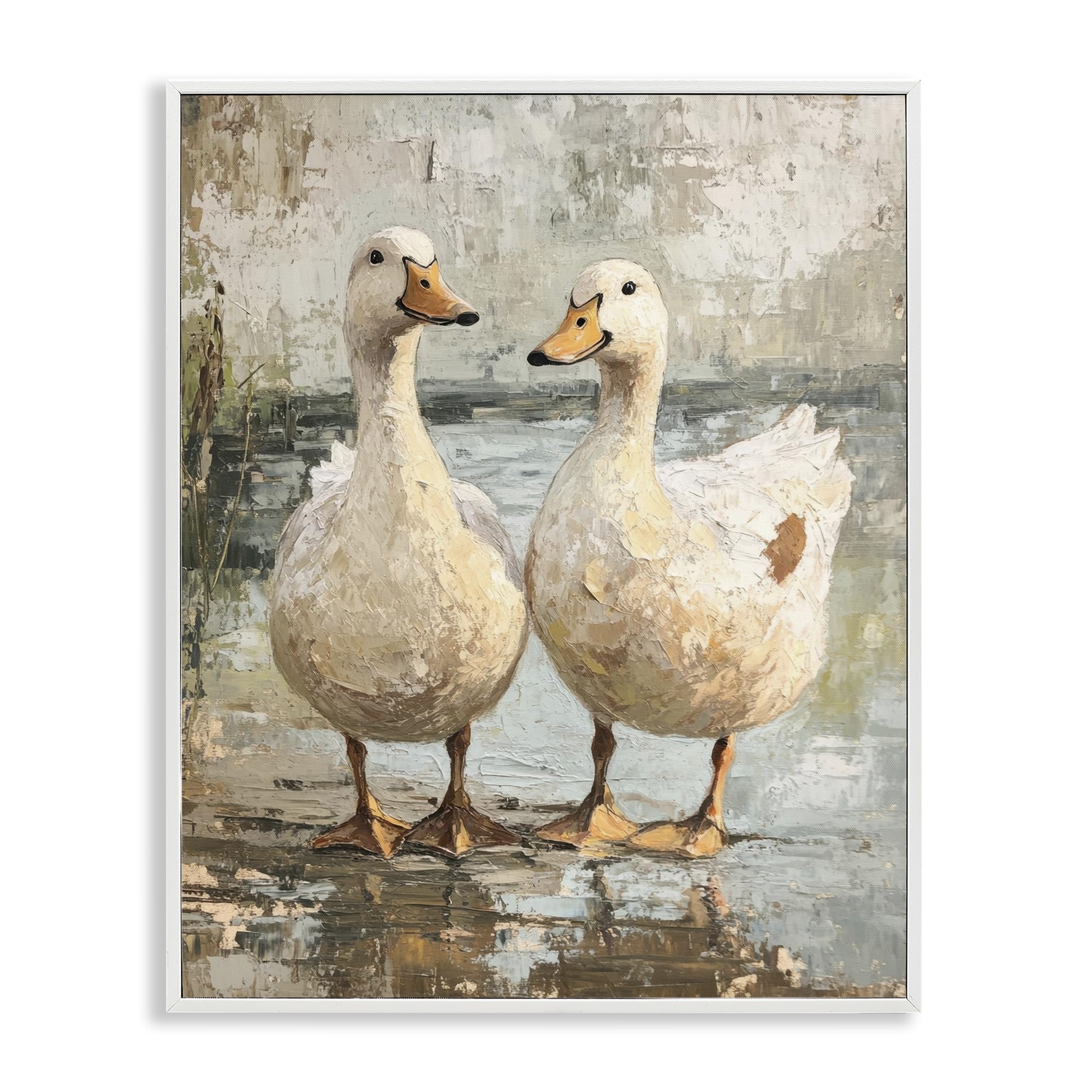 Stupell Industries Partner Ducks Abstract Pond Black Framed Giclee Art, design by Petal Prints Design, 14 x 11