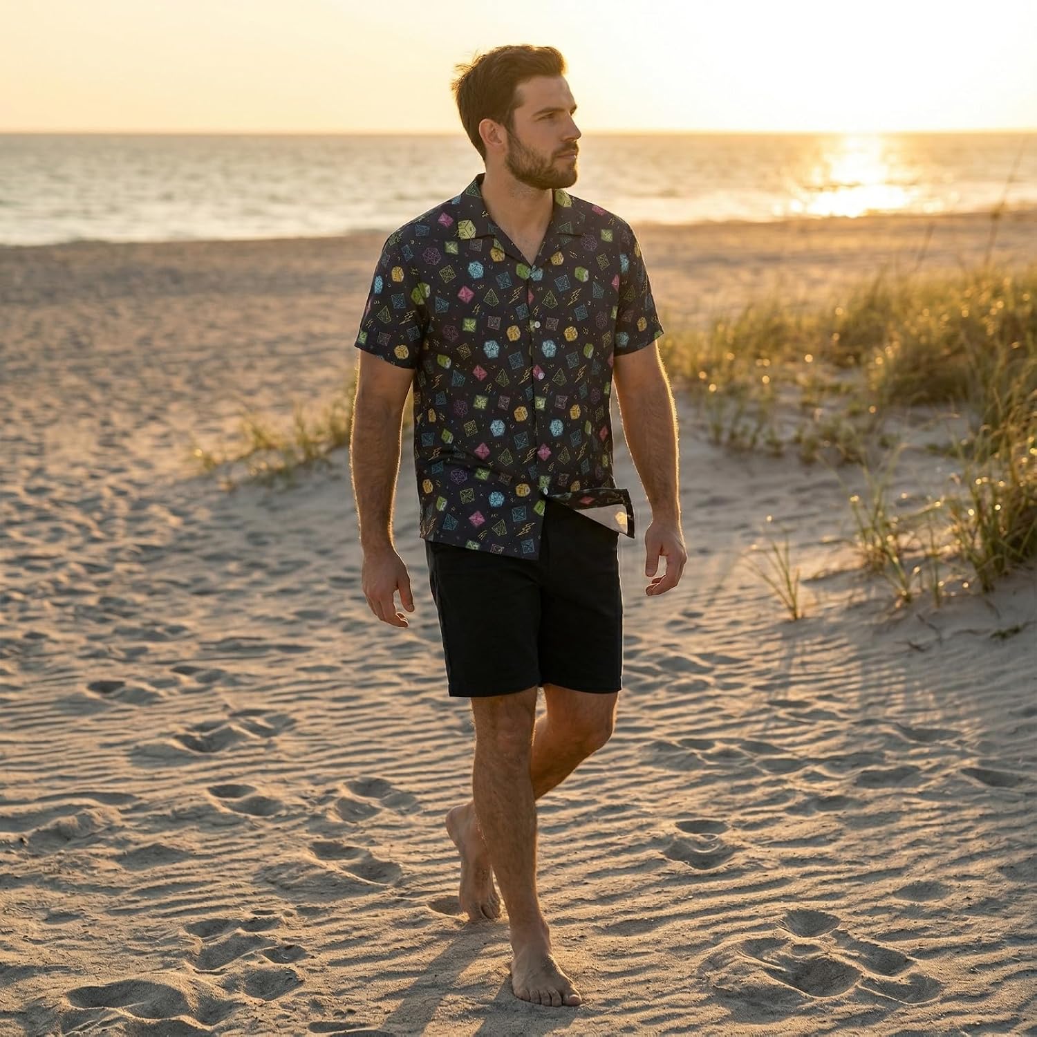 Mens Hawaiian Shirt Short Sleeve Summer Aloha Shirt Tropical Cuban Button Down Shirt Casual Vacation Shirt