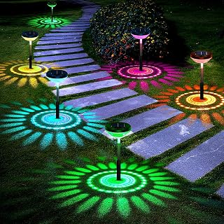 Bright Solar Pathway Lights 4 Pack,Color Changing/Warm White LED Solar Lights Outdoor,IP67 Waterproof Solar Path Lights,Solar Powered Garden Lights for Walkway Yard