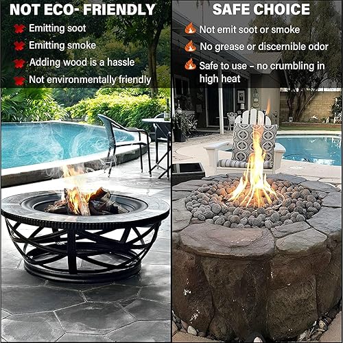 Miniatura 5 de Roca de lava negra para hoguera, piedras de lava natural de 2 a 3 pulgadas para hoguera de gas y chimenea (15 libras)