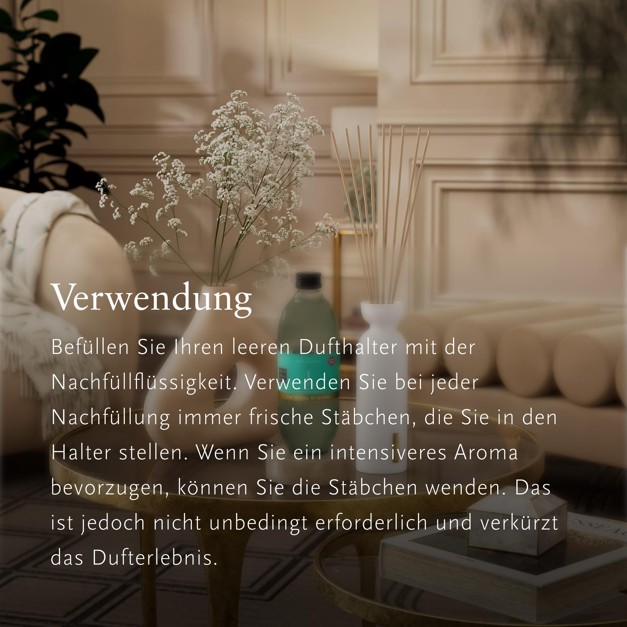 RITUALS Reed Diffuser 1x Nachfüllpack The Ritual of Karma - Zweifach nachfüllbar – Duftstäbchen mit Lotusblume und Weißem Tee – Belebender Raumduft - 1x 500ml