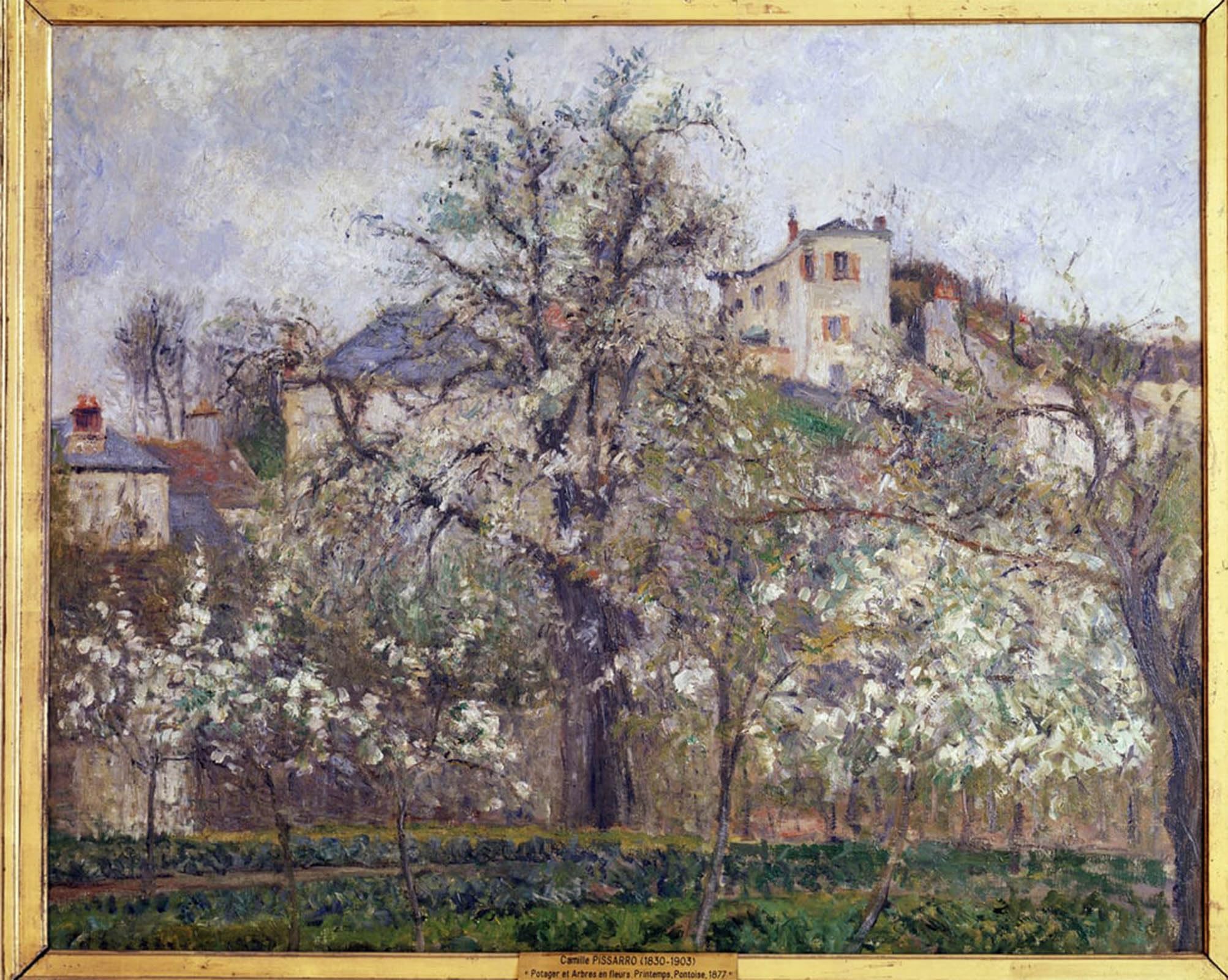 POSTERIIk Famous Print Pop Art Wall Art Graffiti Spring Plum Blossoms in Pontoise by Camille Jacob Pissarro Art Prints for Home Decor 60x90cm