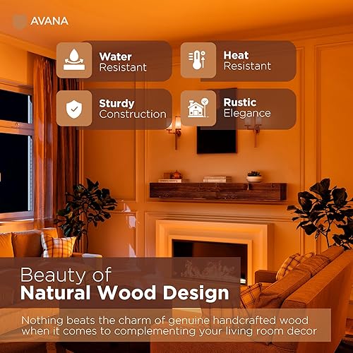 Miniatura 4 de Avana Estante rústico para chimenea de 60 pulgadas, manto de madera hecho a mano para sobre chimenea, estante de chimenea montado en la pared,