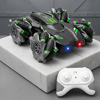 VGRASSP 2.4GHz 4WD Remote Control Drift Stunt Car Toy for Kids with Lights and Music - Double Sided 360° Rotating Dancing ... Price In India
