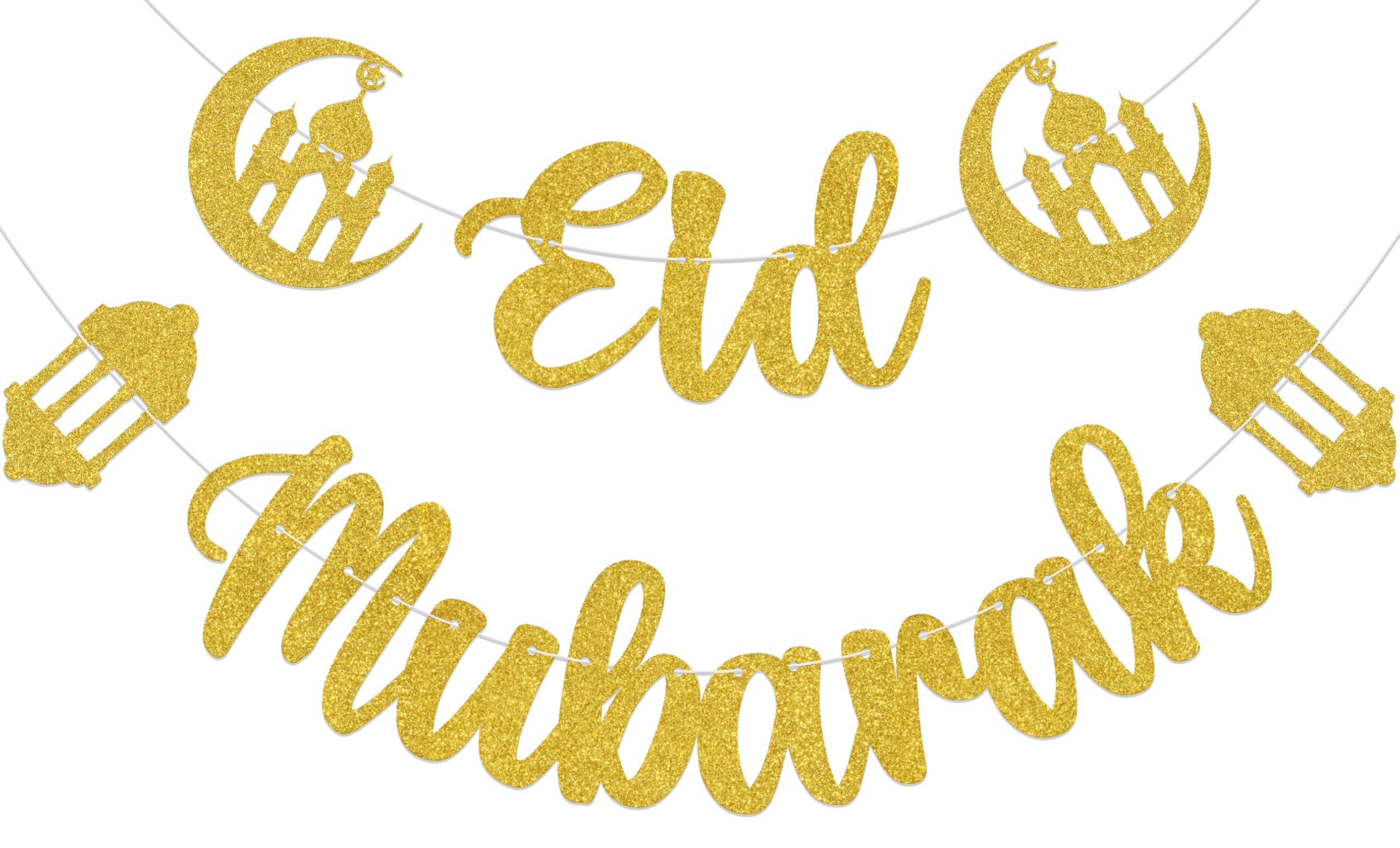 Aumccxz Eid Mubarak Banner Islamic Muslim Kareem Party Decorations Happy Eid Mubarak Party Decorations Gold