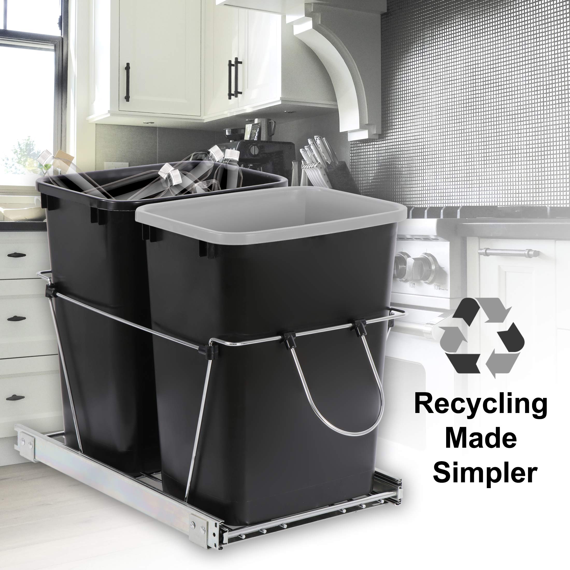 Buy SUPER DEAL 70 Quart Pull Out Dual Trash Can Double 35 Under Sink