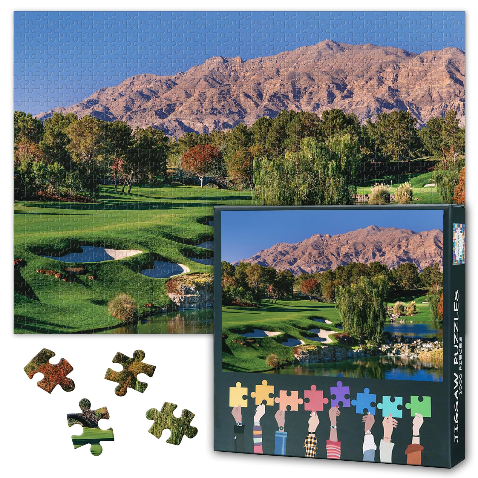 1000 Piece Jigsaw Puzzle for Adults Shadow Creek Golf Course Wall Art Premium Nevada Desert Landscape Puzzle Challenging Game for Home Office Decor 27.5x19.7 Inches