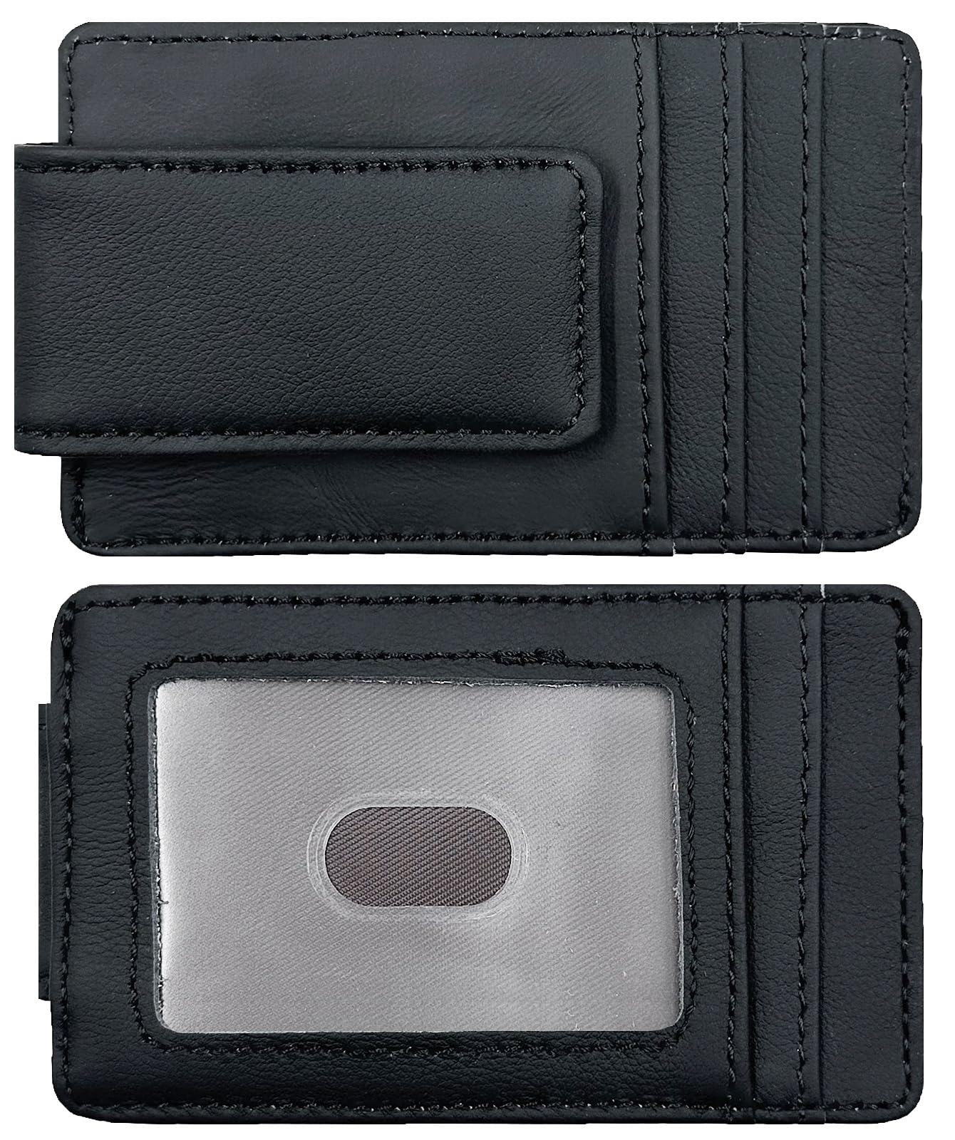 YUHAN PRETTY Front Pocket Wallets for Men with Magnet Money Clip RFID Blocking Leather Minimalist Slim Wallet Credit Card Holder (Small Black)