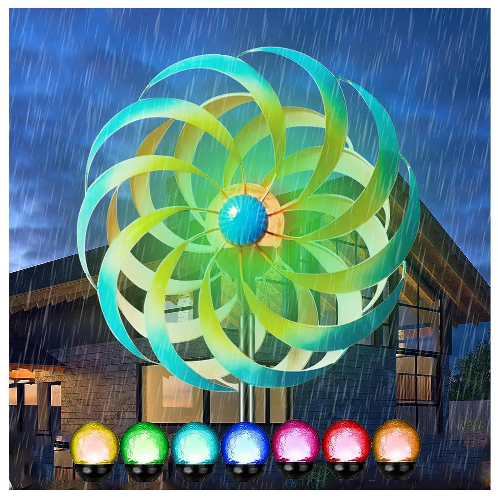 Windmill Yard Decor, Yard Spinner, Wind Spinner Dual Direction Kinetic Sculpture Outdoor